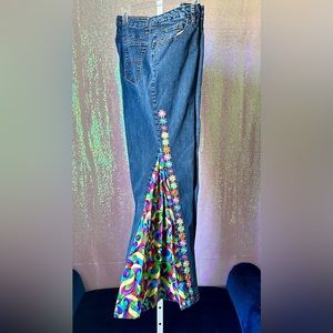 Boho Flower Power Bell Bottom Jean Plus Size
